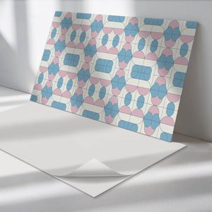 Wallfluent Vinyl Wandpaneel - Abstract geometrisch patroon PVC Muurpaneel - 100 cm x 50 cm - Blauw PVC wandpaneel - 1 stuk - Rechthoekig Wandbekleding Vinyl - Patroon Wandpaneel - Zelfklevende Wandbekleding - Wandpaneel Keuken en Badkamer