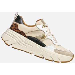 Geox - Diamanta - Damestrainers - Beige en Bruin - Ademend Systeem
