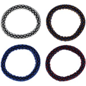 Haarsoires Haarelastieken basic - Endless retro patroon - Zwart wit rood blauw bruin - Set van 4 - Eenvoudige Haar Elastieken voor Dagelijks Gebruik