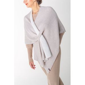 dames omslagdoek  poncho travel wrap stola sjaal kasjmier cashmere blend naturel/wolwit