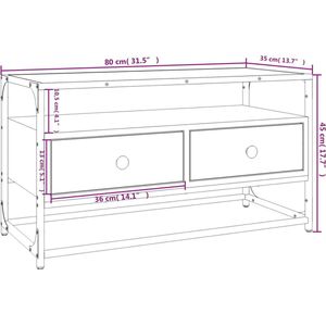 VidaXL Tv-meubel 80x35x45 cm - Bewerkt Hout - Gerookt Eikenkleurig