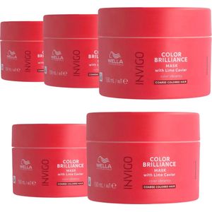 Wella Invigo Color Brilliance Mask Gekleurd & Dik Haar 150ml - 5 Stuks - Voordeelverpakking