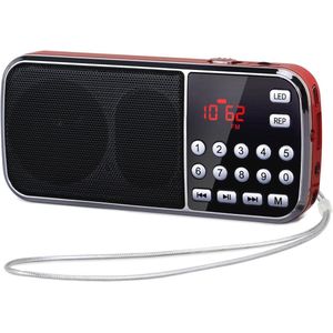 Draagbare FM-Radio met USB, AUX en LED Zaklamp - Oplaadbare 1200mAh Batterij