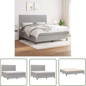 The Living Store Boxspringbed - Comfort - Bed - 160 x 200 x 128 cm - Lichtgrijs stof