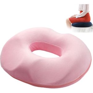 Donut Kussen - Zitkussen Orthopedisch - Donut ZitKussen - Aambeien Zitring - Stuitkussen - Ergonomisch - voor Aambeien, Piercing en Stuitje - Orthopedisch Traagschuim Zitkussen - voor Bureaustoel, Auto, Rolstoel, Reizen, Gebruik - Roze