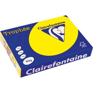 Clairefontaine Trophée Intens, gekleurd papier, A4, 80 g, 500 vel, fluogeel 5 stuks