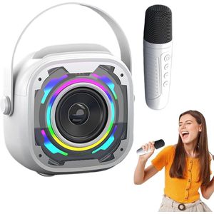 Draagbare, kleine, draadloze Bluetooth-luidspreker voor buiten met microfoon - wit