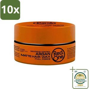 10 x Red One - Haarwax - Argan Matte - Verzorgende Styling - Voor Intensieve Verzorging & Matte Look - 150 ml - Grootverpakking - Haarwax - Argan Matte - Verzorgende Styling - Matte Finish - Langdurige Hold