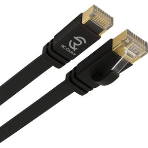 Internetkabel - CAT8 Ethernet Netwerk Kabel tot 40Gbps - RJ45 Platte UTP Kabel - Zwart - 15 Meter