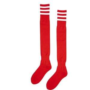 KIMU Sokken Rood Witte Strepen - Maat 36-41 - Dames Heren Unisex - Rode Kniekousen Voetbalsokken Sportsokken Kniesokken Kousen Streepjes Sinterklaas Kado