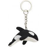 2x Pluche orka knuffel sleutelhanger 6 cm - Speelgoed dieren sleutelhangers