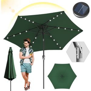 Parasol - Tuin - Balkonparasol - 2.7m - 30° Kantelbaar - Waterdicht - LED - Groen