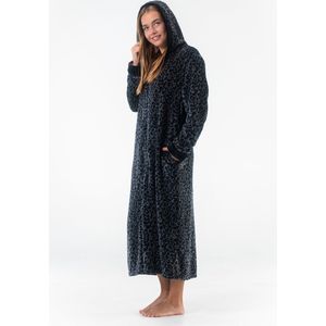 Gaubert - Extra Lange Badjas - Panterprint Zwart - Fleece