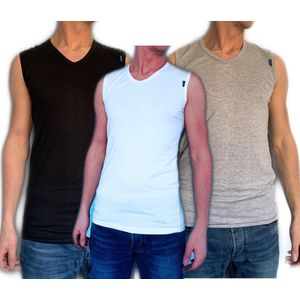 Embrator 3-pack mannen Tank-Top V-hals wit/zwart/grijs maat M