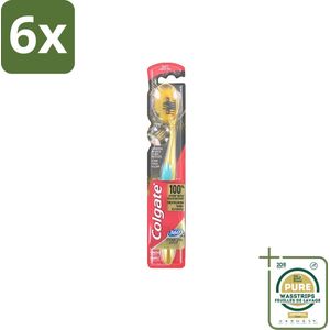 Colgate - Tandenborstel - 360 Charcoal Gold Soft - Zwart/Goud - 1 Tandenborstel - Voordeelverpakking - 6 stuks - Whitening - Houtskool