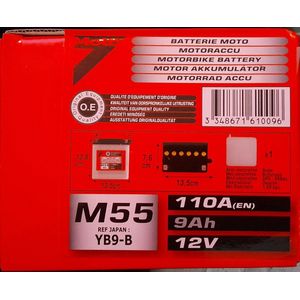Moto M55 YB9-B accu 9Ah 110A 12Volt Voor Scooters Motoren Alarmsystemen en meer