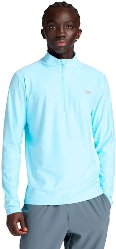 New Balance Space Dye Half Rits Lange Mouw T-shirt Blauw S Man