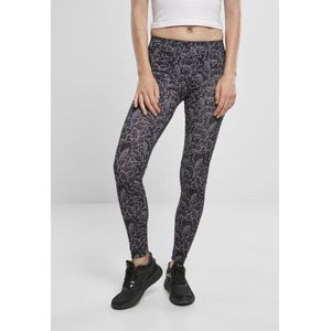 Urban Classics - AOP Hibiscus Legging - S - Zwart