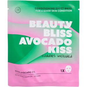 BS sheet tissue mask - Beauty Bliss Avocado Kiss - cuddles included - gezichtsmasker met avocado olie en niacimide - conditioning - voedend - vegan