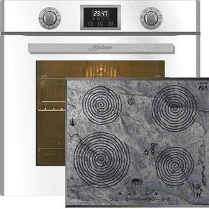 Kaiser Inbouwoven EH 6326 W, met 1-voudige telescoopgeleider, elektrische oven,, 79L+Inductiekookplaat KCT 6705 FI Era, 60 cm