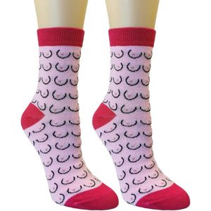 Tieten Sokken Roze - Pink - Boobs - Socks - Borsten sokken - Sokken - Leuke sokken - Cadeau - Verjaardag cadeau - Vrijgezellenfeest - Vaderdag - Gekke Sokken - Grappige Sokken - Tits - Titties