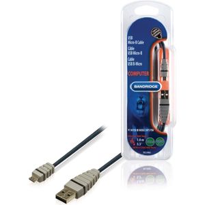 Bandridge - USB 2.0 Micro Kabel - Grijs - 1 meter