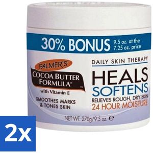 2 x Palmers - Huidverzorging - Cocoa Butter Formula - Verzachtend - Cream Jar - 270 g - Droge Huid - Intensieve Hydratatie - Cacaoboter - Vitamine E - Huidverzorging