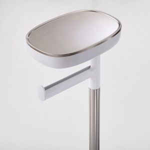 Toiletrolhouder op standaard voor 4 rollen met telefoonhouder en sanitair compartiment - Roestvrij staal Toilet Paper Holder
