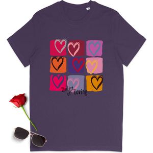 T Shirt Dames - T Shirt Heren - Unisex - Liefde - Paars - Maat M