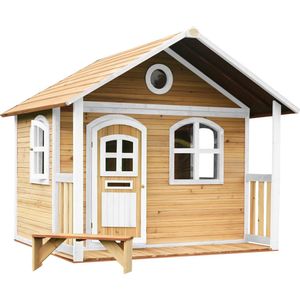 AXI Milan Speelhuis in Bruin/Wit - Speelhuisje voor de tuin / buiten - FSC hout - Tuinhuisje met veranda voor kinderen - 10 jaar garantie
