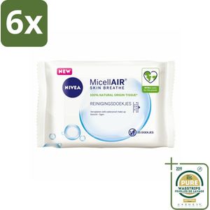 NIVEA - Reinigingsdoekjes - 3-in-1 Micellaire Doekjes - Verwijdert Waterbestendige Make-up - 25 Doekjes - Voordeelverpakking - 6 stuks - Make-up remover - Gezichtsreiniger
