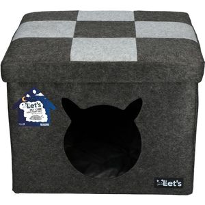 Let's sleep Pet Cube - Stevige kattenmand - Kattenhuisje - licht/donker grijs - 100% Gerecycled polyester