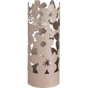 Paraplubak modern design parapluhouder van metaal bloemen met 2 haken en afneembare regenhoes, 19 x 19 x 49 cm beige