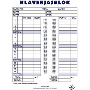 Klaverjas Scoreblok - 50 vellen - Formaat 14,8 x 21cm - Haza