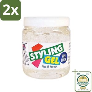 Hegron - Styling Gel - Wetlook Wit - Glanzende Afwerking - 150 ml - Voordeelverpakking - 2 stuks - Haar gel - Glanzende styling
