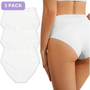 Naadloze High waist slip voor Dames - Wit - Maat S - Set van 3 - Shapetape - Ultrazacht - Naadloos ondergoed dames - Seamless ondergoed dames - Invisible string - Dames slip - onzichtbaar ondergoed