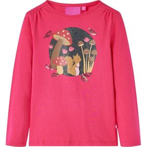 vidaXL - Kindershirt - met - lange - mouwen - 104 - felroze