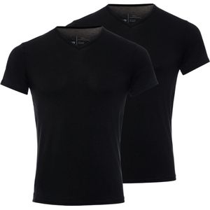 BOXR Underwear - Bamboe T-Shirt Heren - V-Hals - Zwart - Zijdezacht - Thermo Control - Ondershirt Heren - 2-Pack