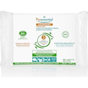 Zuiverende vochtige doekjes voor handen en oppervlakken - 32 stuks