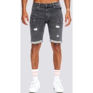 Smith & Solo korte spijkerbroek heren - broek jeans short - destroyed broeken shorts - Grijs - 36