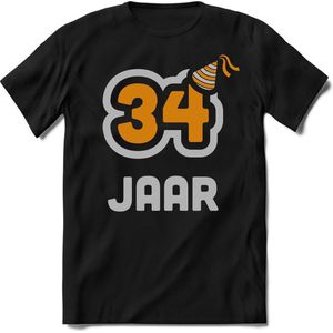 34 Jaar Feest kado T-Shirt Heren / Dames - Perfect Verjaardag Cadeau Shirt - Goud / Zilver - Maat M