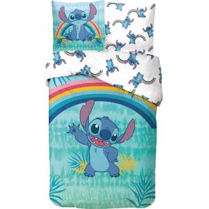 Disney - Lilo & Stitch - Dekbedovertrek - 140x200 Cm - Eenpersoons - 100% Katoen - Regenboog