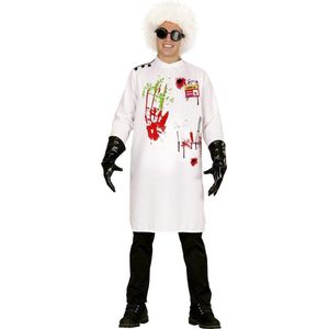 Widmann - Monster & Griezel Kostuum - Maffe Wetenschapper Dr Wacko Kostuum - Wit / Beige - Maat 140 - Halloween - Verkleedkleding
