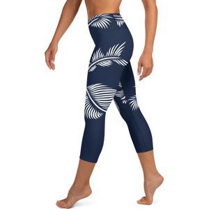 Sportlegging - design Lines 4 Peace - High Waist - Dry Fit - High Performance - 4way stretch - unieke print - UPF 50+ - Hardloop - Yoga - Fitness - Dans  - Pilates - Training - sportbroek - marine blauw wit- dames- maat L