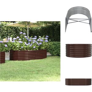 vidaXL Ovale Plantenbak - Gepoedercoat Staal - 152 x 80 x 36 cm - Bruin - Bloempot