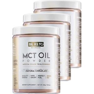 Be Keto | MCT Oil Powder | Natural Chocolate | 3 stuks | 3 x 300 gram