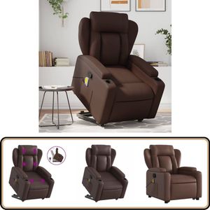 vidaXL Sta-op Massagestoel - Verstelbaar - Bruin Kunstleer Sta-op Massagerstoel - Massage Stoel - Elektrisch Bedienbare Stoel - Bruine Fauteuils - Loungestoel