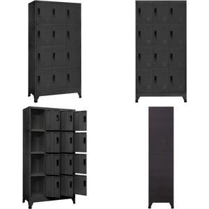 vidaXL Lockerkast 90x45x180 cm staal antracietkleurig - Lockerkast - Lockerkasten - Opbergkast - Kast