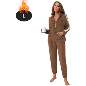 Livano Joggingpak - Huispak - Volwassenen - Trainingspak - Comfortabel - Joggingsbroek - Tracksuit - Dames - Karamel - S