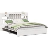 vidaXL - Bed - met - boekenkast - zonder - matras - grenenhout - wit - 180x200 - cm